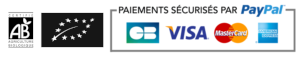 Logos Agriculture Biologique, Bio Européen, Paiement sécurisés avec Paypal, CB, VISA, MasterCard